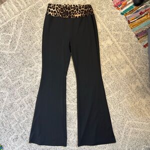Leopard Waistband Flare Leggings